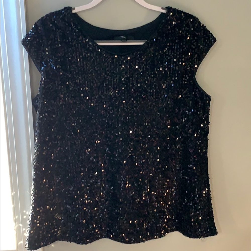 Woman’s Plus Size Black Sequin top